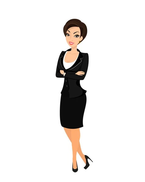 Mujer de negocios con traje negro — Vector de stock