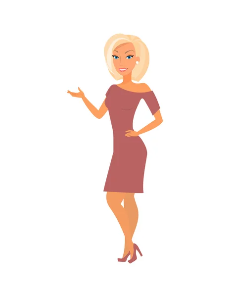 Blond kvinna bär klänning — Stock vektor
