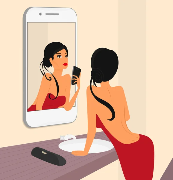 Divertida selfie de morena sensual mujer — Vector de stock