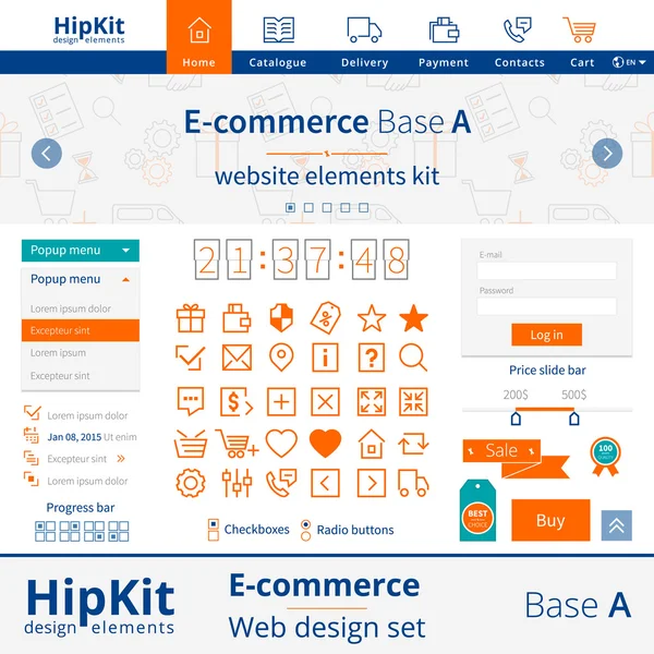 E-ticaret web tasarım öğeleri — Stok Vektör