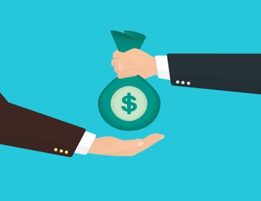İşadamı para çantası başka bir işadamı alır.