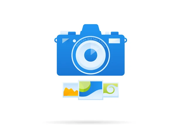 Blue concept camera icon — Stock Vector