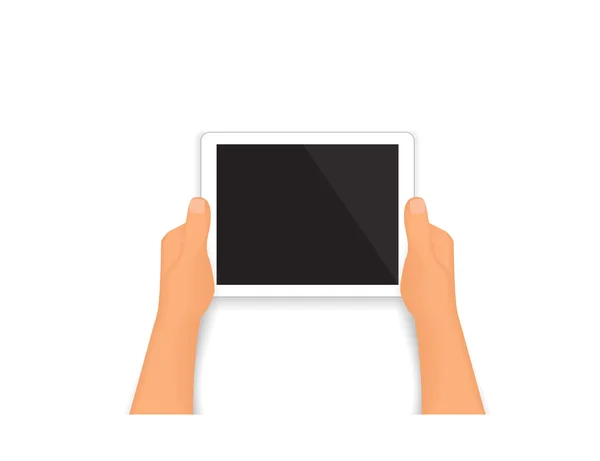 Menselijke handen houden een tablet pc — Stockvector