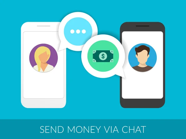 Transferring money via chat — Stock Vector