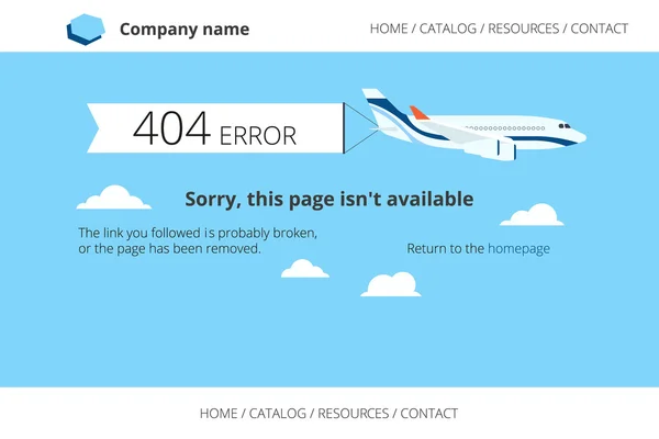 Avião plano com notificação de erro 404 —  Vetores de Stock