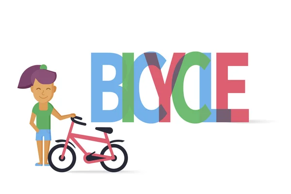 Chica joven con bicicleta — Archivo Imágenes Vectoriales