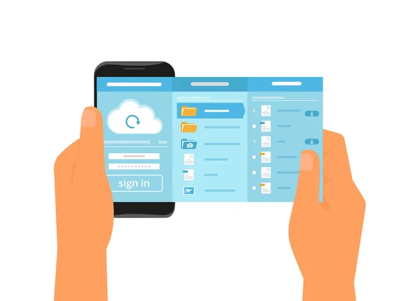 Mobile App für Cloud-Synchronisierung — Stockvektor
