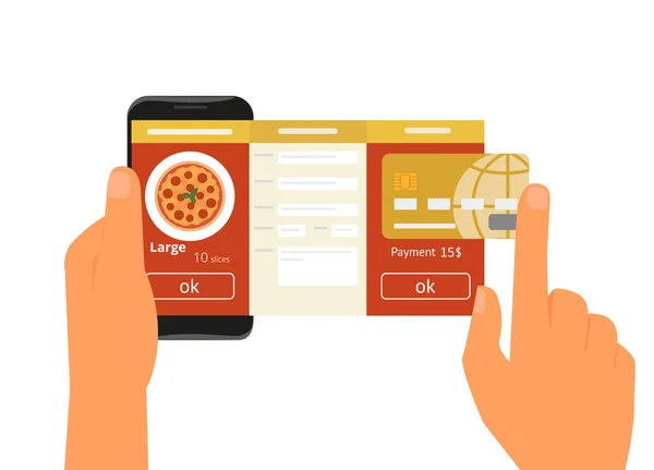 Mobile app for ordering pizza — Stock Vector