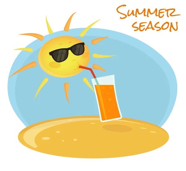 Yaz güneş içme turuncu kokteyl — Stok Vektör