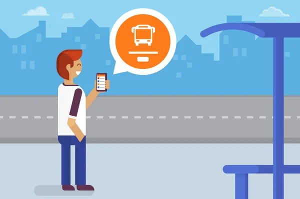 Mobiele app voor bus — Stockvector