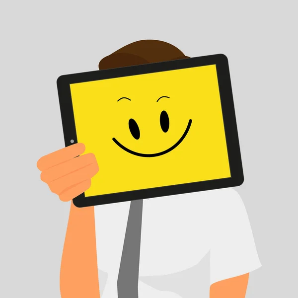 Man met tablet pc — Stockvector