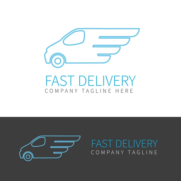 Blue delivery van contour logo — Stock Vector