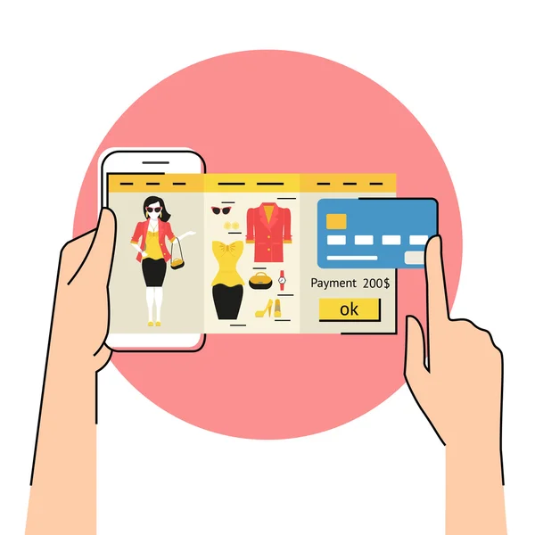 Κινητό app για ψώνια μόδας — Διανυσματικό Αρχείο