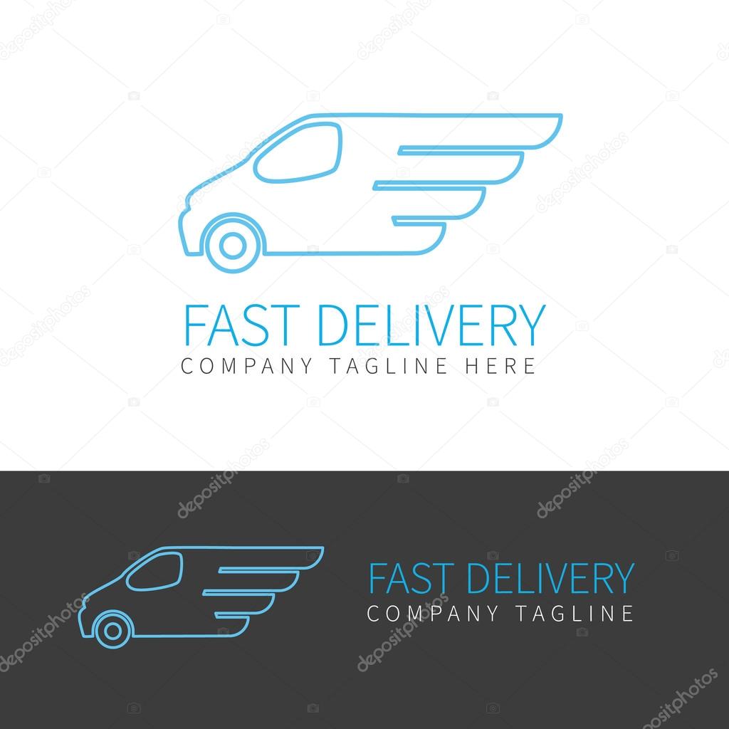 Contour logo of fast delivery van in two colors