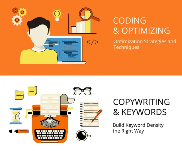 Coding and copywriting — Stock Vector