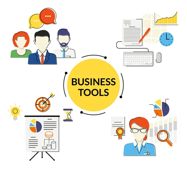 Business tools illustrations set — Wektor stockowy
