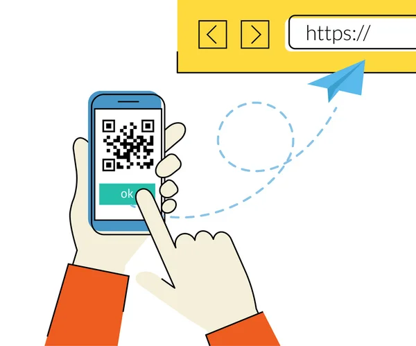 QR code scanning — Stock Vector