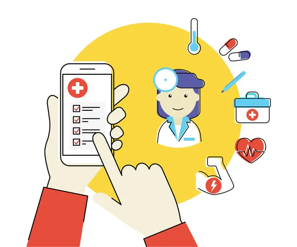 Aplicativo móvel para a saúde —  Vetores de Stock