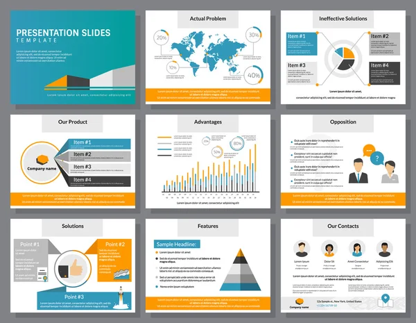 Business infographics presentation slides template — Stock Vector