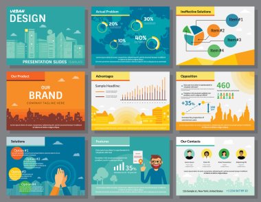 Urban design of infographics presentation slides template clipart