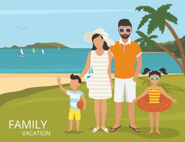 Mutlu aile tatil illüstrasyon düz tasarım