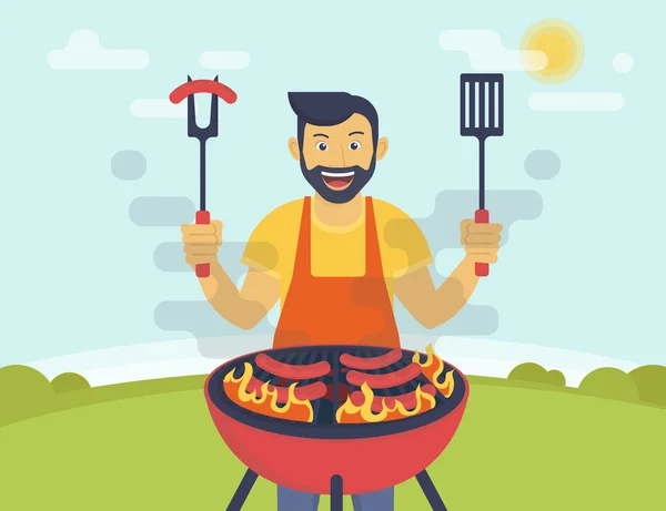 BBQ-koken partij — Stockvector