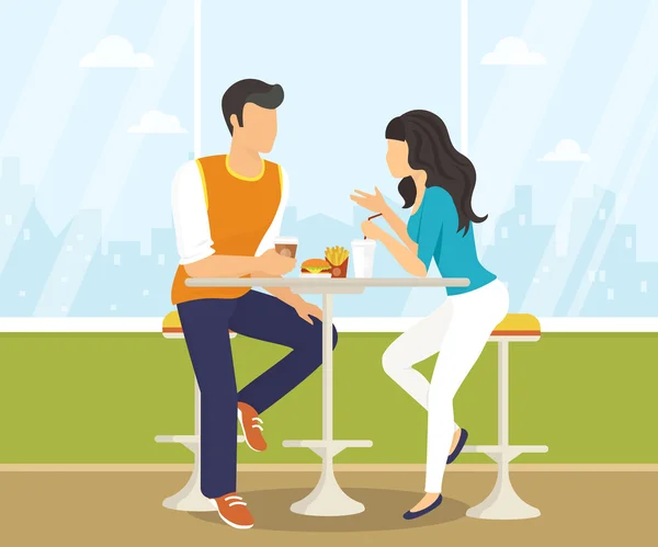 Couple in the cafe — Stock Vector
