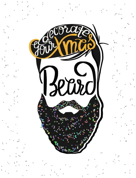 Decorate your xmas beard template design — Stock Vector