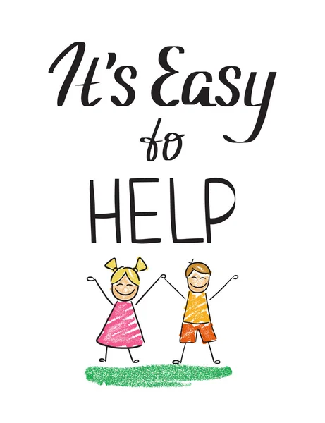 It is easy to help charity quote with happy kids — Stock Vector