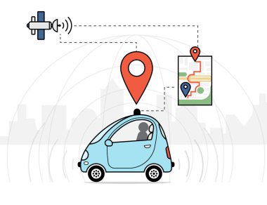 Self-driving car infographic illustration clipart