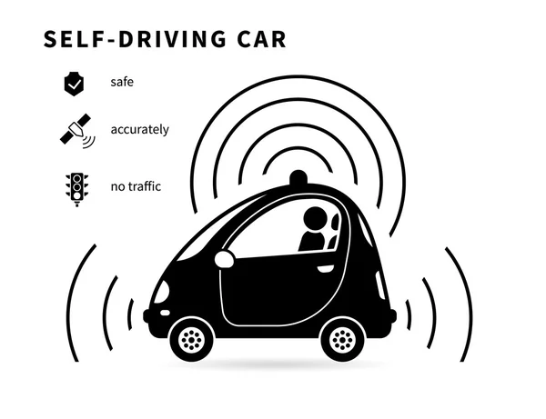 Ikon hitam mobil self-driving - Stok Vektor