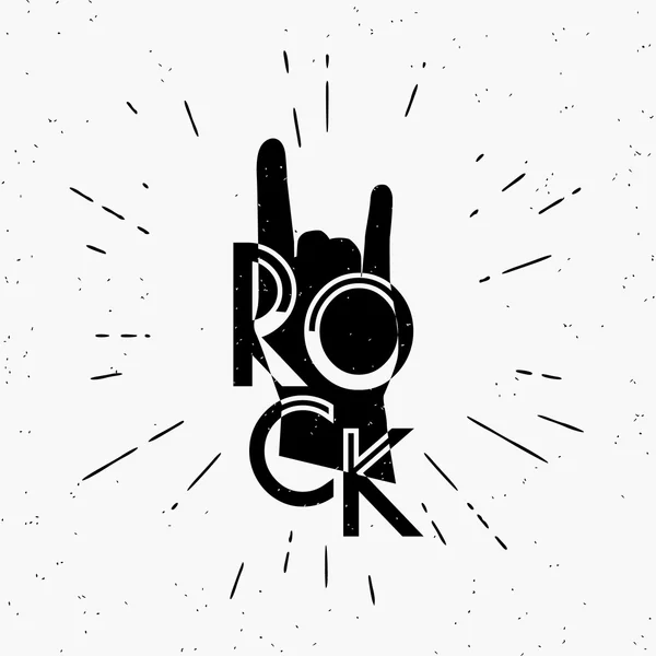 Mano de roca signo silueta — Vector de stock