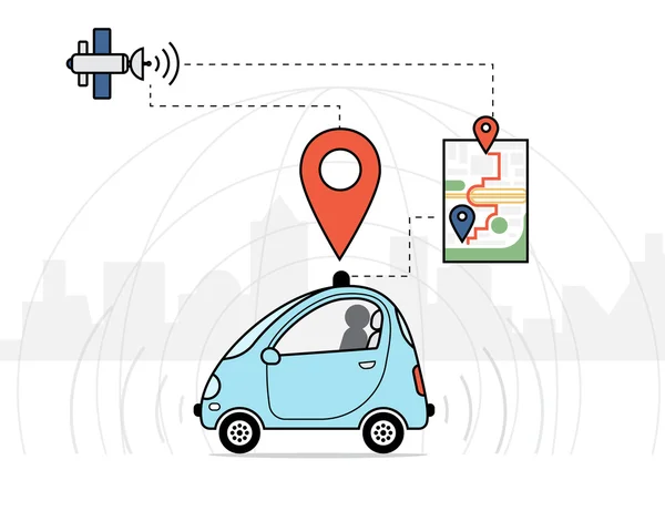 Illustration infographique de voiture autonome — Image vectorielle
