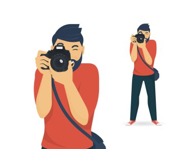 Mutlu fotoğrafçı fotoğraf çekme