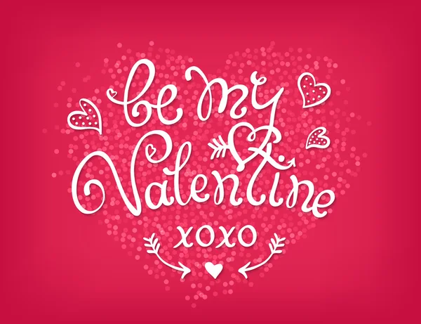 Sé mi San Valentín texto decorativo escrito a mano. Diseño hecho a mano — Vector de stock