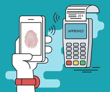 Parmak izi tanımlama kullanma smartphone ile mobil ödeme