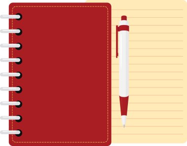 kalem ve kağıt ile kırmızı günlüğü özel tertipçi