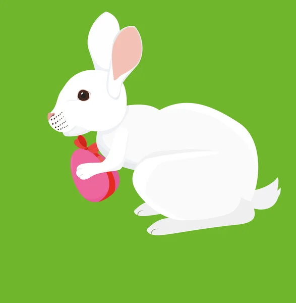 Conejo de dibujos animados de Pascua con huevo pintado — Vector de stock