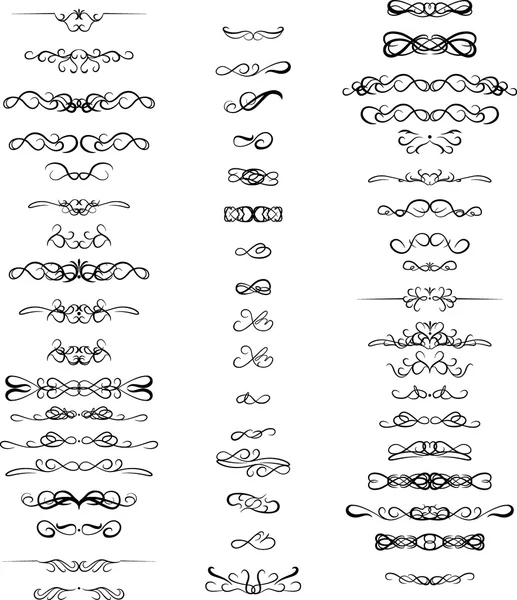 Scheidingsteken voor tekst, set van decoratieve pagina scheidingslijnen — Stockvector