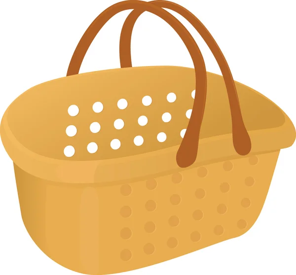 Shopping plastik vuoto icona cesto giallo isolato su bianco — Vettoriale Stock
