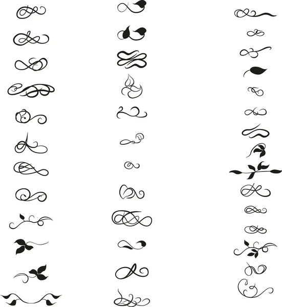 Conjunto de elementos decorativos de rizo para texto de diseño — Archivo Imágenes Vectoriales