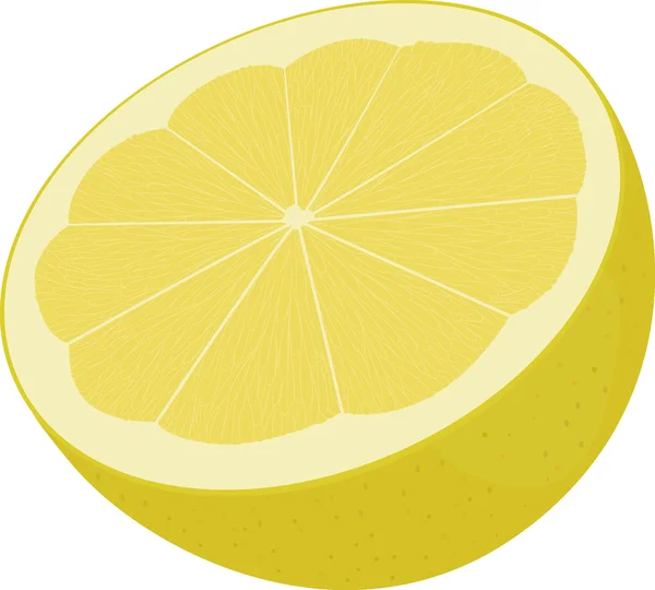 Mitad de limón amarillo aislado sobre blanco — Vector de stock