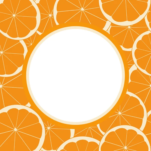 Marco redondo con patrón sin costura de fruta naranja — Vector de stock