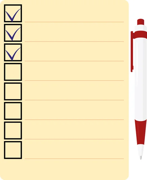 Checklist with red pen Icon Vector — Stock Vector