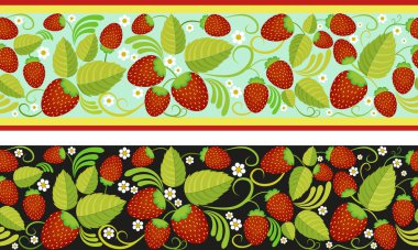 Çilek sorunsuz arka plan yeşil yaprakları ile çilek