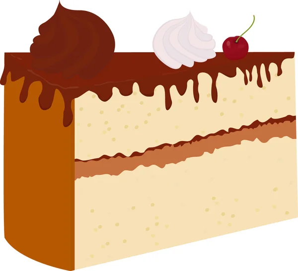 Pastel de chocolate vectorial con cereza aislada sobre un fondo blanco . — Vector de stock