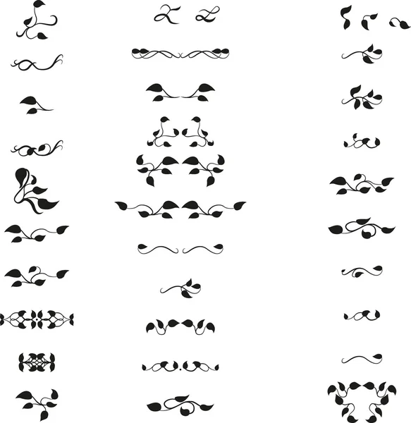 Divisores de texto retro con conjunto de hojas — Archivo Imágenes Vectoriales