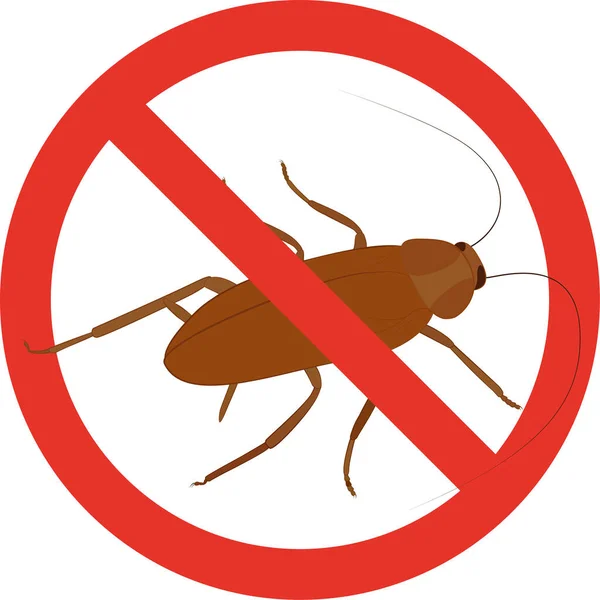 Stop Kakkerlak Cartoon Icoon Met Rode Cirkel Geen Insecten Symbool — Stockvector