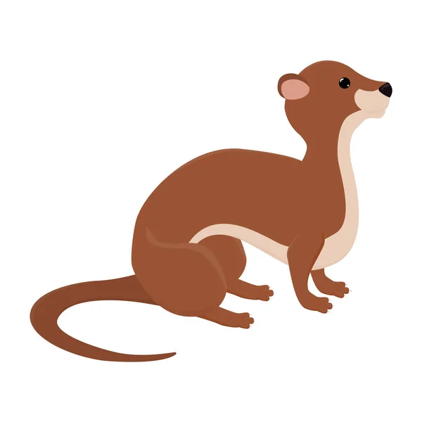 Cute Cartoon Otter Funny Predator Animal Mascot Character Vector Illustration — Stok Vektör