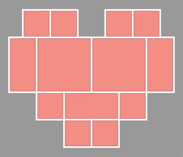 Sevgililer Günü Ruh hali kurulu. Kolaj çerçeveleri şablonu. 13 taştan kalp şekli